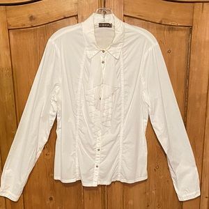 XCVI 100% Cotton Ruffled Blouse Womens sz XL